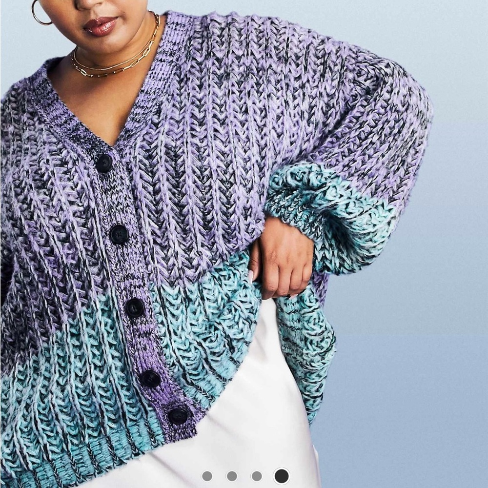 ASOS Curve Chunky Knit Purple and Blue Cardigan